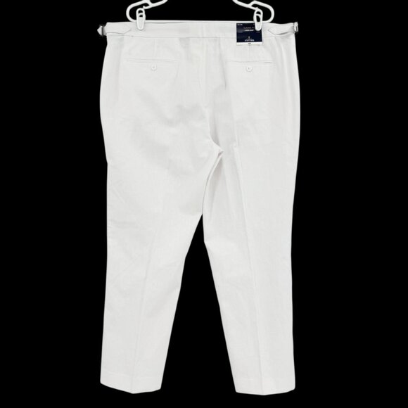 Stafford Men's Flat Front Classic Side Buckle Lined Blend White Pants 42x30 NWT - Picture 2 of 11